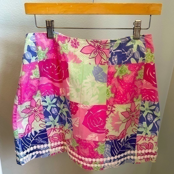 Lilly Pulitzer Skirt Size 4 Patchwork Print Vintage - Picture 1 of 3